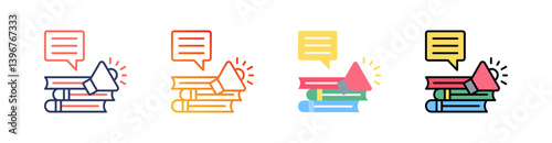 Audio Book Multi Style Icon Set Vector 