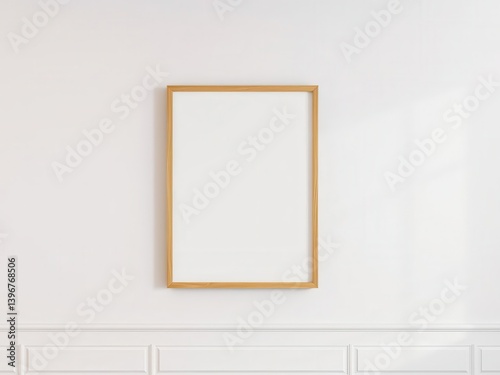 A realistic wall art photo mockup featuring a frame with a blank canvas, perfect for showcasing your designs, photography, wall art, blank