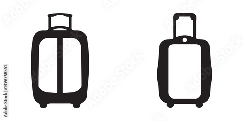 Collection of various luggage types in silhouette vector design on white background