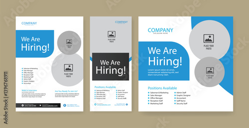 We are hiring job vacancy social media post banner design template with blue color. We are hiring job vacancy square web banner design.