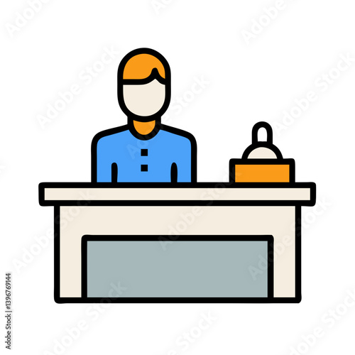 Hotel Front Desk with Gear Icon Design