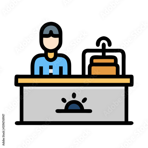 Hotel Front Desk with Gear Icon Design