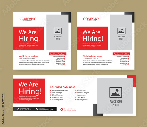 We are hiring job vacancy social media post banner design template with blue color. We are hiring job vacancy square web banner design.