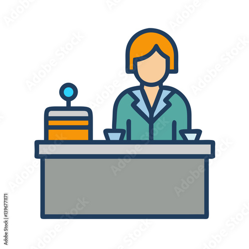 Hotel Receptionist at Front Desk Icon Design