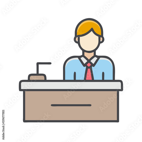 Hotel Receptionist at Front Desk Icon Design