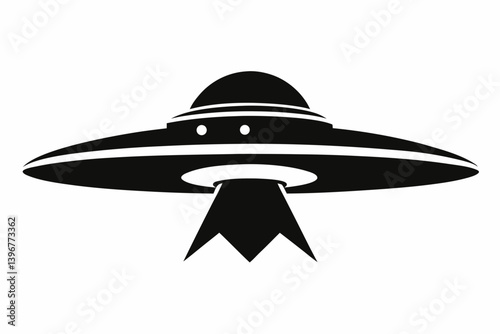 alien spaceship hovering silhouette vector illustration