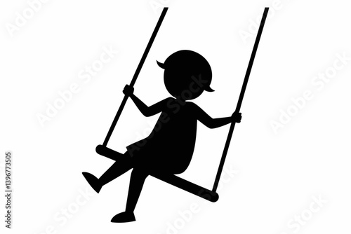 child on swing silhouette vector illustration