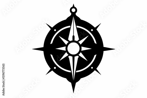 compass with magic aura silhouette vector illustration