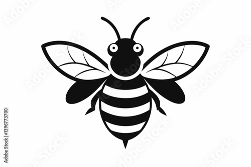 honeybee hovering silhouette vector illustration