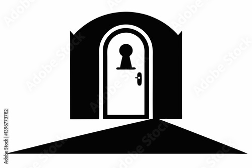 locked door silhouette vector illustration