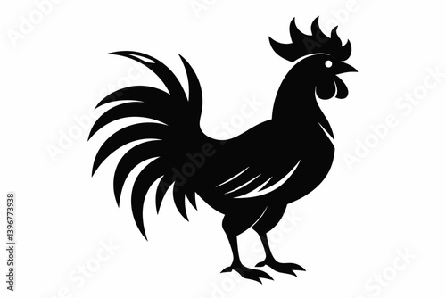 rooster crowing silhouette vector illustration