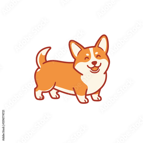 Cute Cartoon Corgi Dog Smiling and Happy