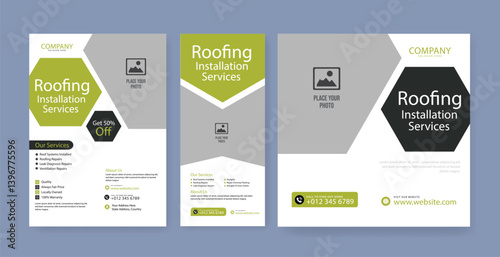 Wallpaper Mural roofing service social media post and roll up banner, flyer, template Torontodigital.ca