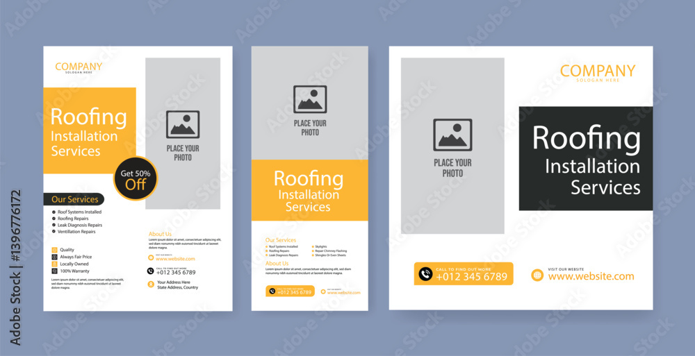 roofing service social media post and roll up banner, flyer, template roofing service social media post and roll up banner, flyer, template