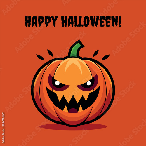 Creepy, Horrible Pumpkin, Happy Halloween