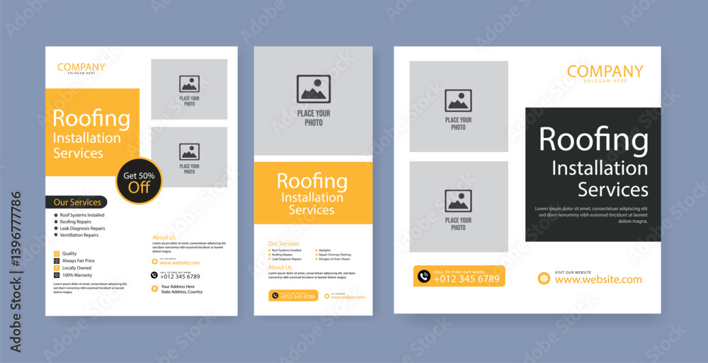 roofing service social media post and roll up banner, flyer, template roofing service social media post and roll up banner, flyer, template