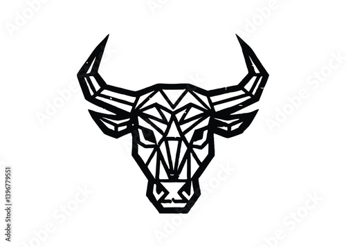 Geometric face Bull logo illustration. Sketch Hand drawn single line art use for logo illustration style.