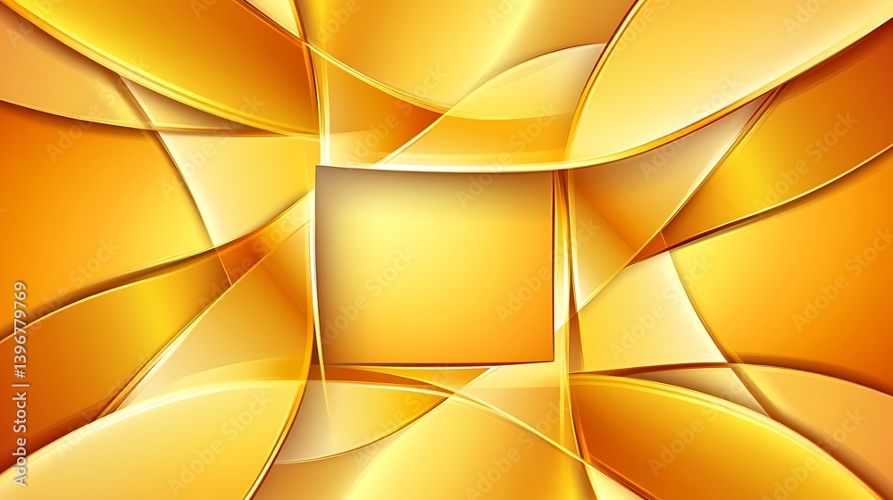 Obraz premium Abstract golden waves with a central square, creating a vibrant and dynamic background for design