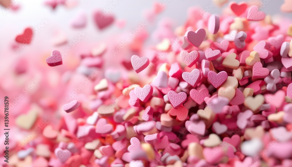 Obraz premium Heart-shaped confetti, pastel colors