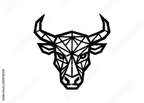 Geometric face Bull logo illustration. Sketch Hand drawn single line art use for logo illustration style.