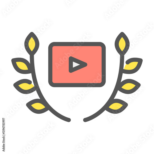 movie nomination filled outline icon. movie award color line illustration.