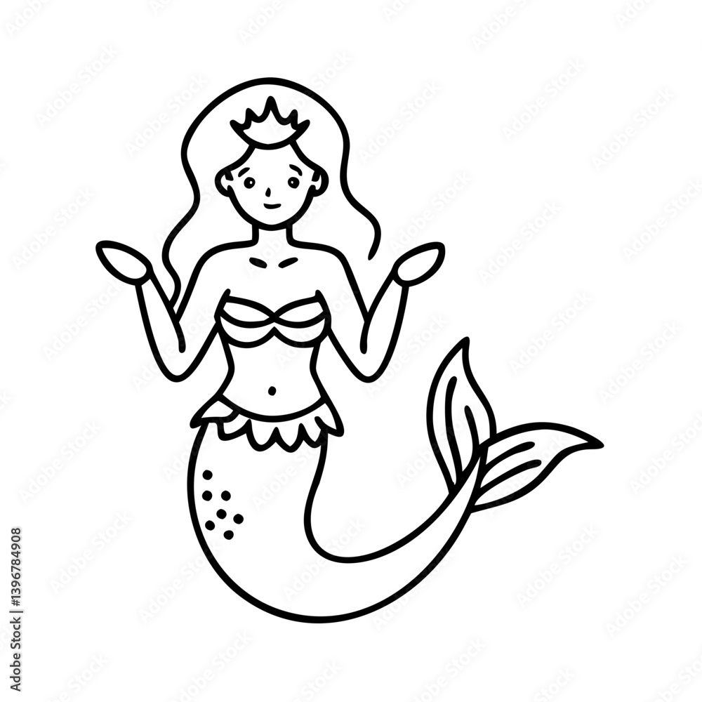 Obraz premium mermaid icon, mermaid line art - simple line art of mermaid, perfect for mermaid logos and icons