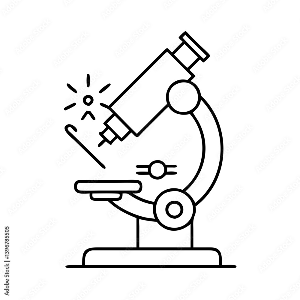 microscope icon, microscope line art - simple line art of microscope, perfect for microscope logos and icons