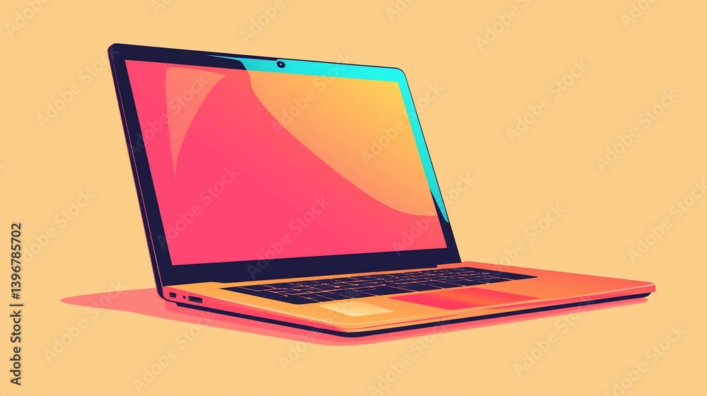 Colorful Laptop on Beige Background Colorful Laptop on Beige Background