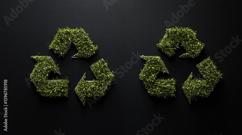 Three arrows recycling green symbol isolated