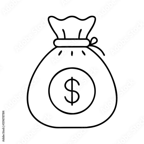 moneybag icon, moneybag line art - simple line art of moneybag, perfect for moneybag logos and icons