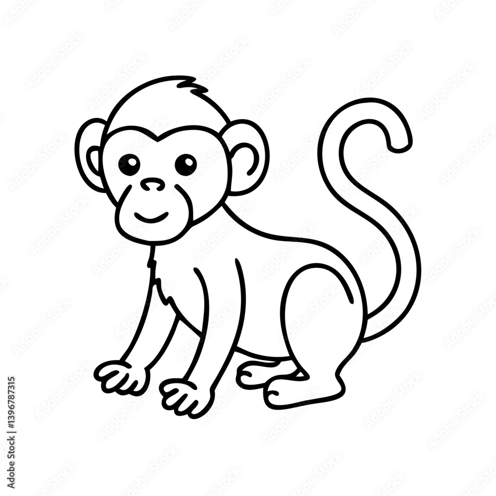 Fototapeta premium monkey icon, monkey line art - simple line art of monkey, perfect for monkey logos and icons