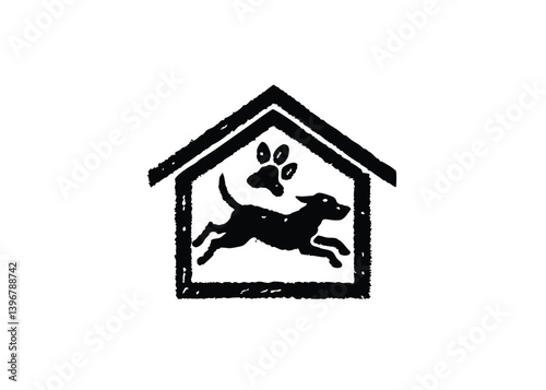 dog jumping Sketch Hand drawn single line art use for logo illustration style.