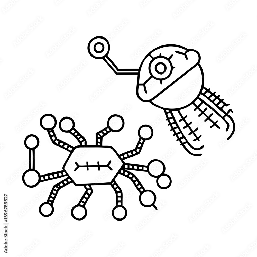 Obraz premium nanobots icon, nanobots line art - simple line art of nanobots, perfect for nanobots logos and icons