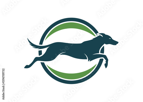 Dog jumping Logo design. Home pets store veterinary clinic Logo type concept icon Vector illustration
