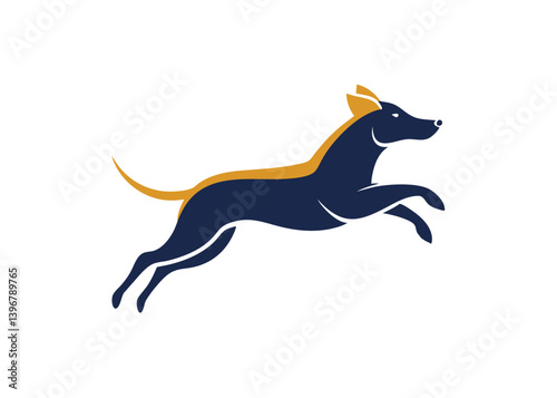 Dog jumping Logo design. Home pets store veterinary clinic Logo type concept icon Vector illustration