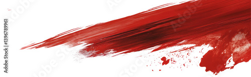 Abstract red brush stroke on a black background, creating a bold artistic impression, ideal for creative projects
