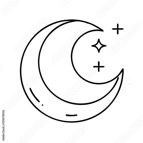 newmoon icon, newmoon line art - simple line art of newmoon, perfect for newmoon logos and icons