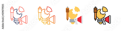 Creator Multistyle Icon Set Vector 