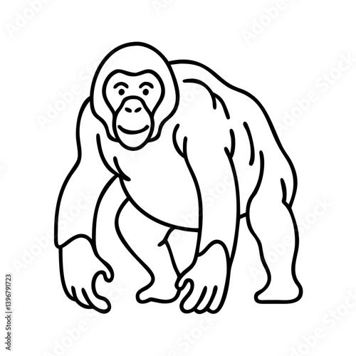 orangutan icon, orangutan line art - simple line art of orangutan, perfect for orangutan logos and icons