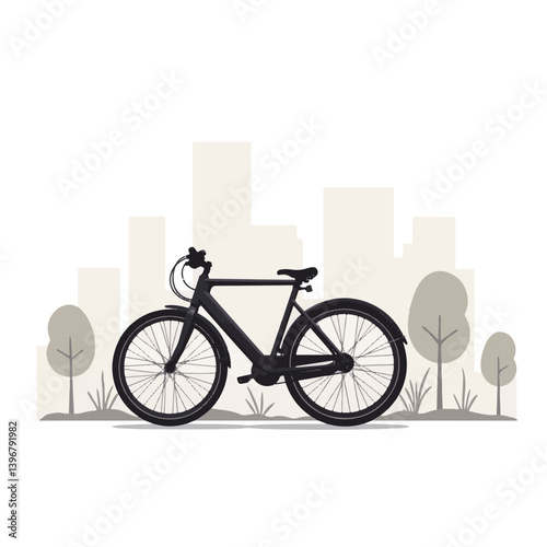 Sleek electric bicycle in abstract cityscape, modern transport design