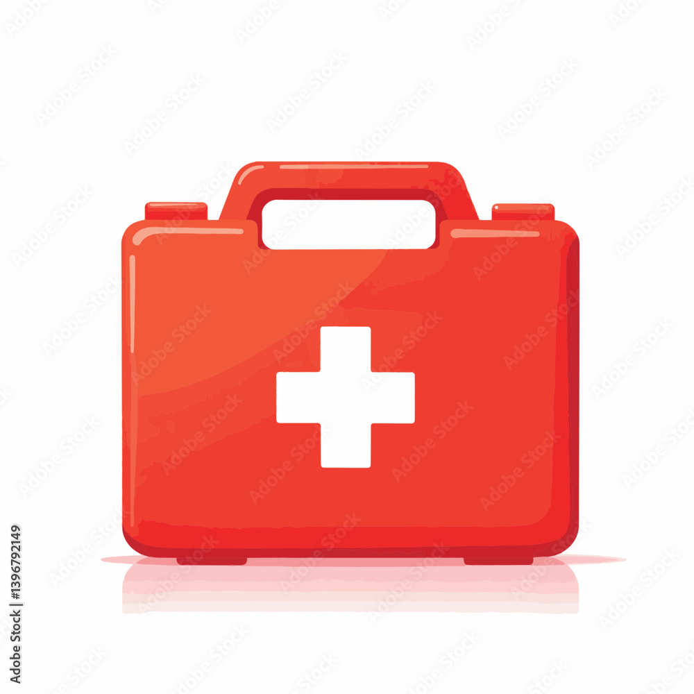 Compact emergency first aid kit on pure white background, health safety Compact emergency first aid kit on pure white background, health safety