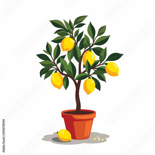 Compact potted lemon tree with vibrant lemons, fresh elegance