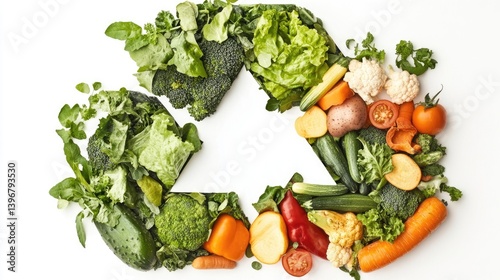 Vegetable recycling logo on white background, sustainable energy concept