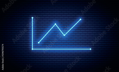 Neon Business graph chart icon on black background. growth concept neon line moving. Growth finance graph chart.	