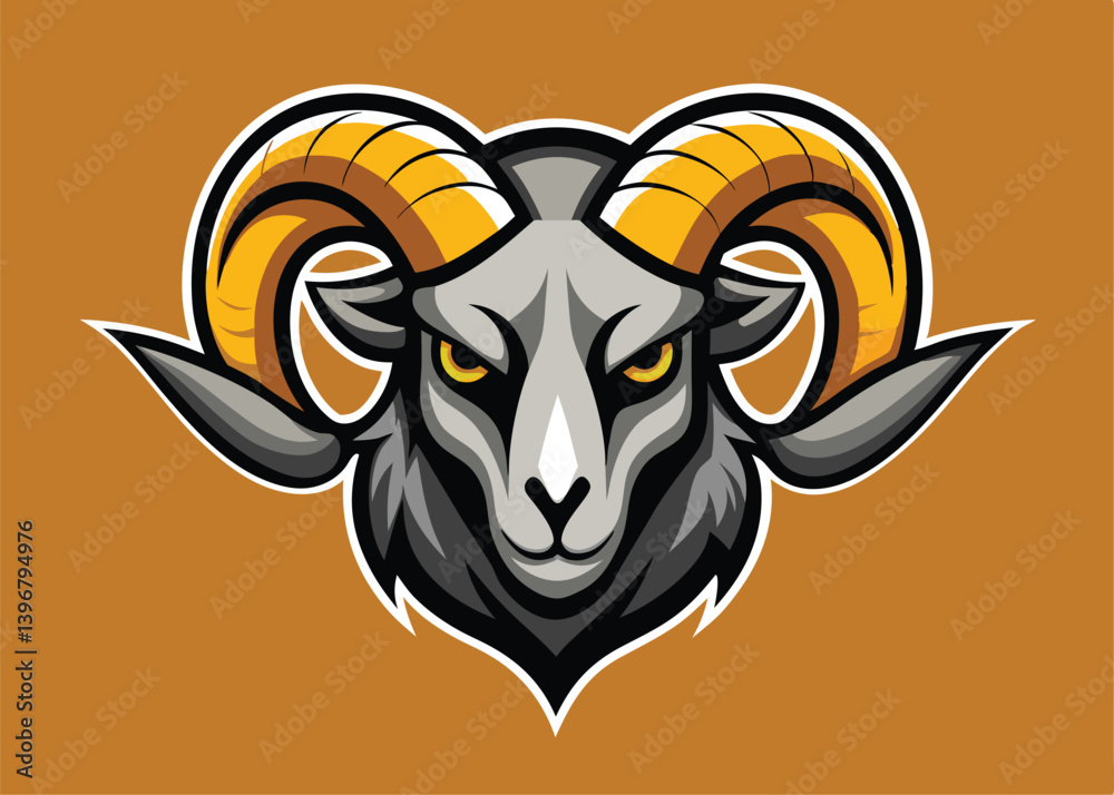 Mascot icon illustration of skull of bighorn sheep or ram viewed from front on vector cartoon illustration