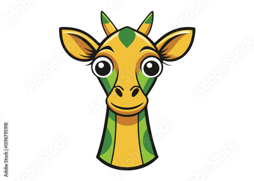 Ornamental giraffe in ethnic style. giraffe head colored vector illustration close up isolated on transparent background