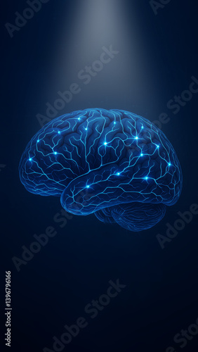 Glowing AI Brain with Neural Network Links