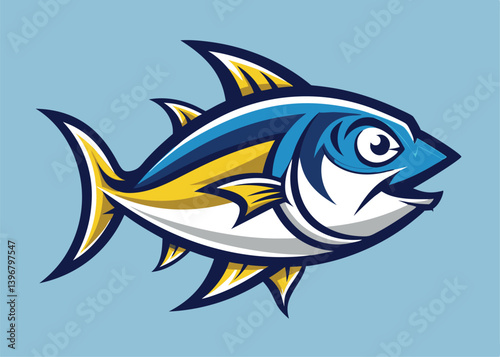 tuna fish concept for fishing logo and seafood branding vector icon isolated on white background