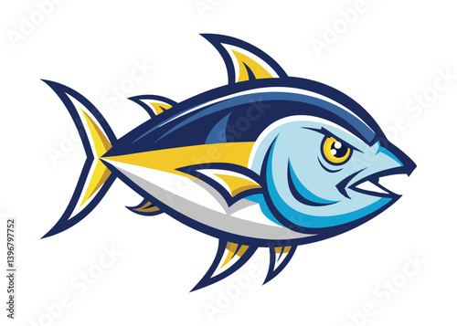 tuna fish concept for fishing logo and seafood branding vector icon isolated on white background