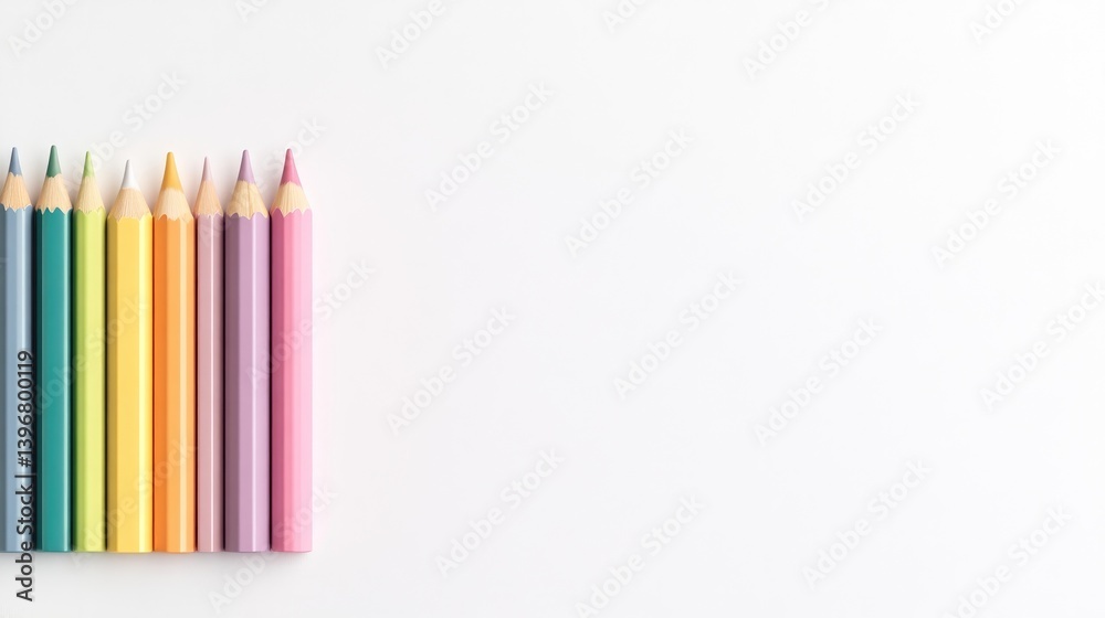 Colorful pencils in a row Colorful pencils in a row